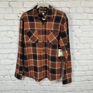 Reef Men's Hedford Long Sleeve 2 Pocket‎ Work Shirt, Size Small, Mahogany Plaid